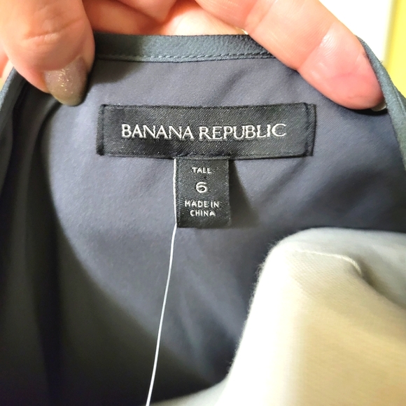NEW Banana Republic Pintuck Flutter Sleeve Dress Grey size 6 Tall - Picture 12 of 15